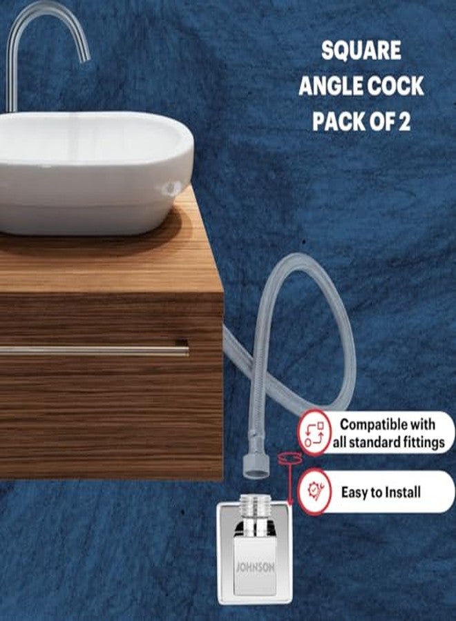 Johnson Bathrooms Johnson Square Brass Angle Cock with Flange| Brass Body Chrome Finish Wall Mounted Angle Valve | Exterior Chrome Finish Angle Valve (Pack of 2) - Image 4